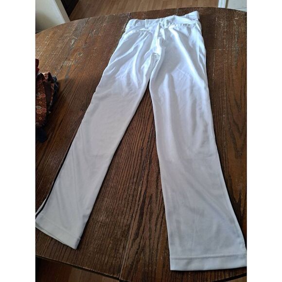Adult Small Rawlings Semi Relaxed White Blue Stripe Baseball Pants Double Snap - Picture 3 of 5